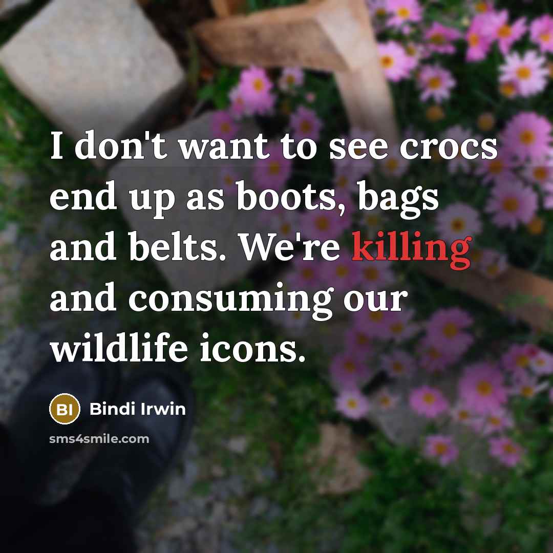 “I don't want to see crocs end up as boots,…” quote by Bindi Irwin
