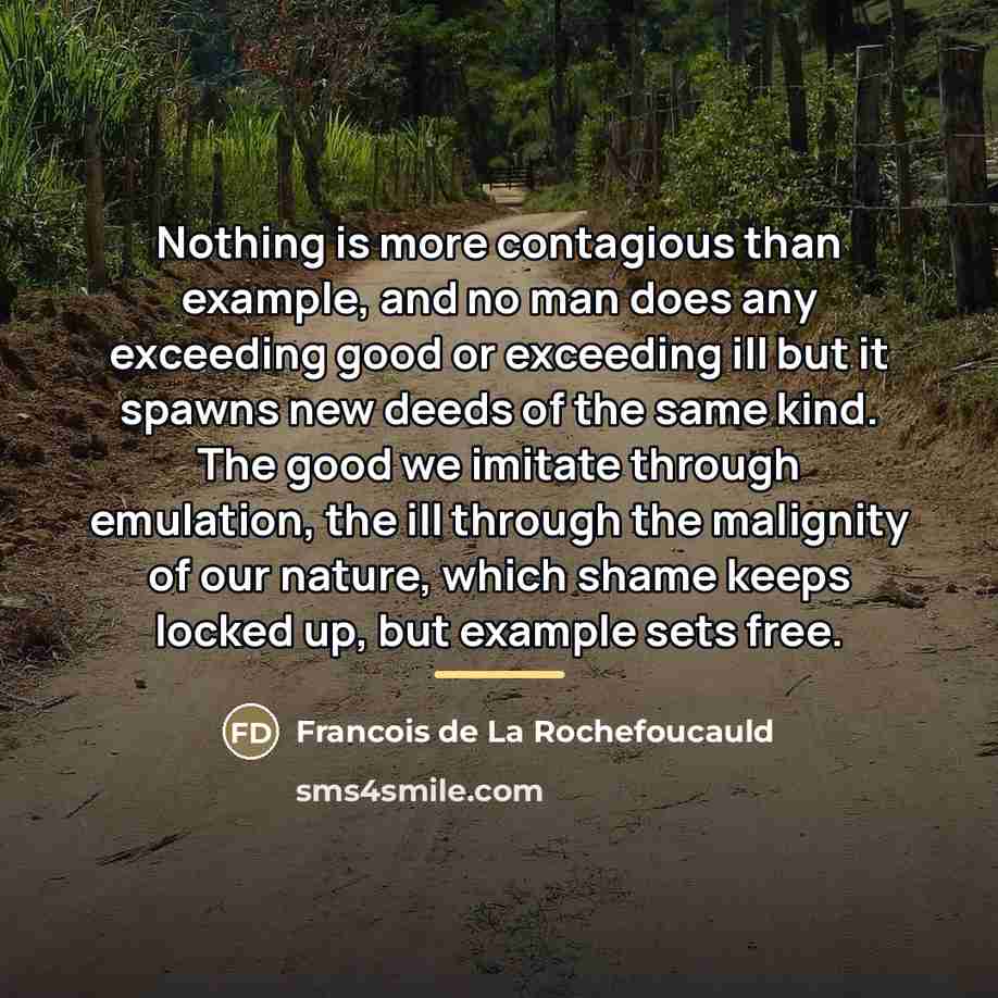“Nothing is more contagious than example, and no man does…” quote by Francois de La Rochefoucauld