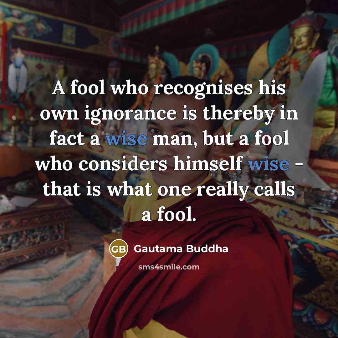 “A fool who recognises his own ignorance is thereby in…” quote by Gautama Buddha