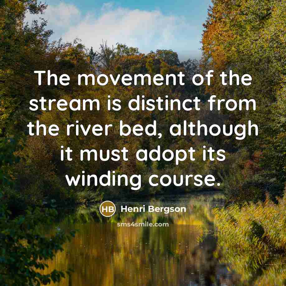 “The movement of the stream is distinct from the river…” quote by Henri Bergson