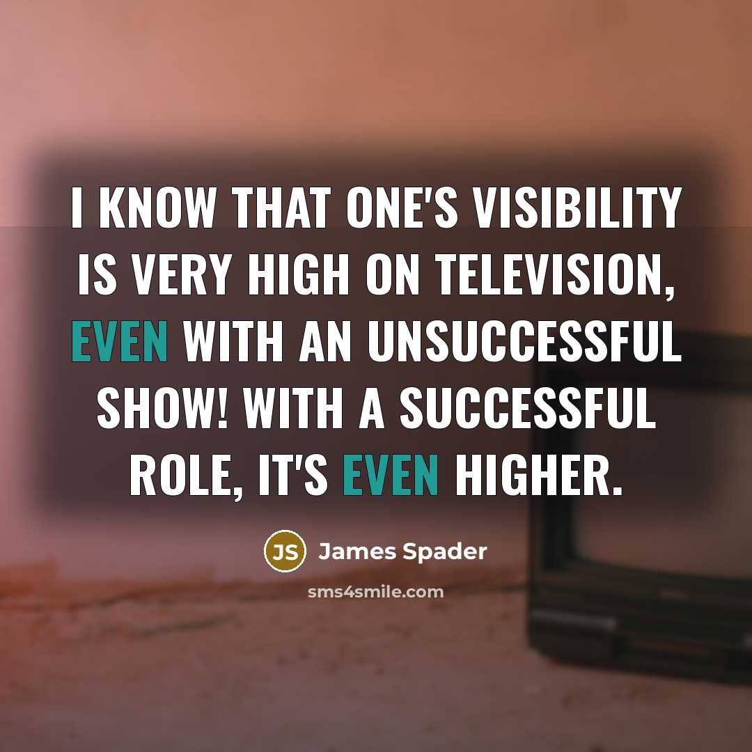 “I know that one's visibility is very high on television,…” quote by James Spader