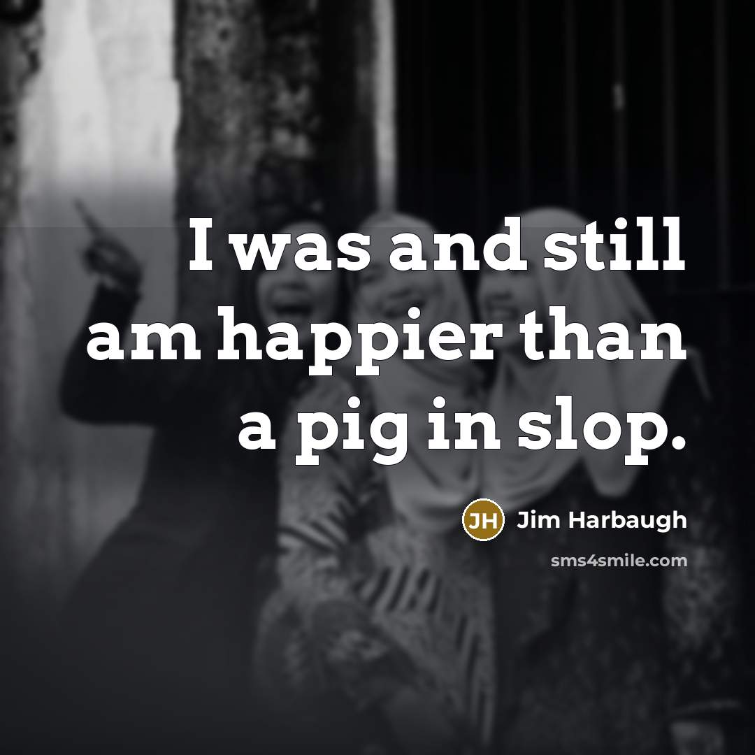 “I was and still am happier than a pig in…” quote by Jim Harbaugh