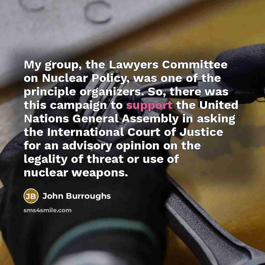 “My group, the Lawyers Committee on Nuclear Policy, was one…” quote by John Burroughs