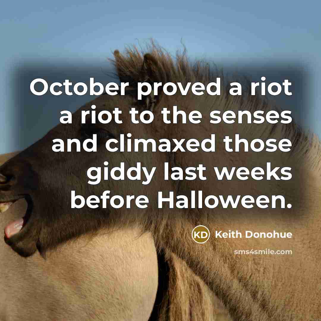 “October proved a riot a riot to the senses and…” quote by Keith Donohue