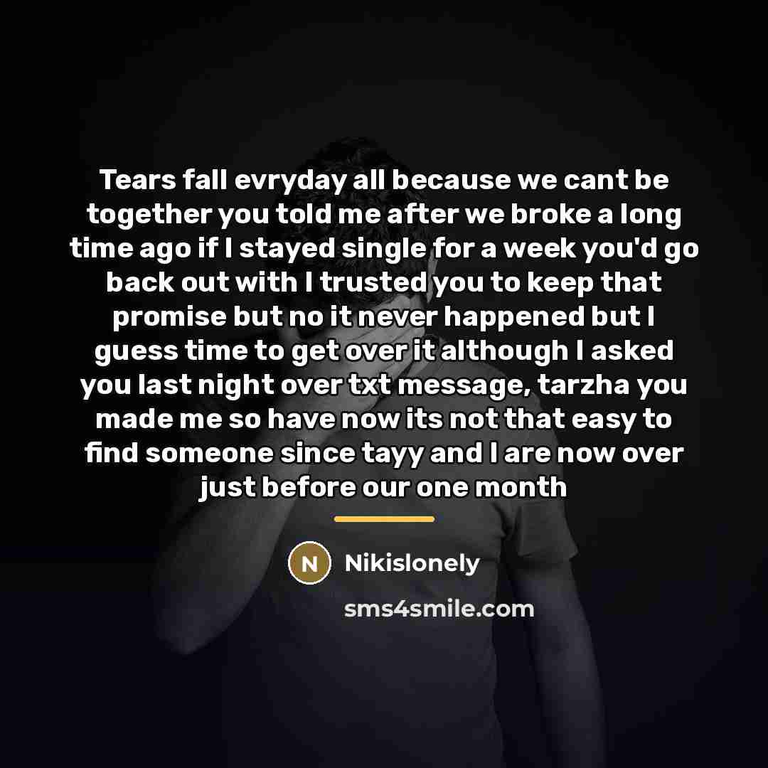 “Tears fall evryday all because we cant be together you…” quote by Nikislonely