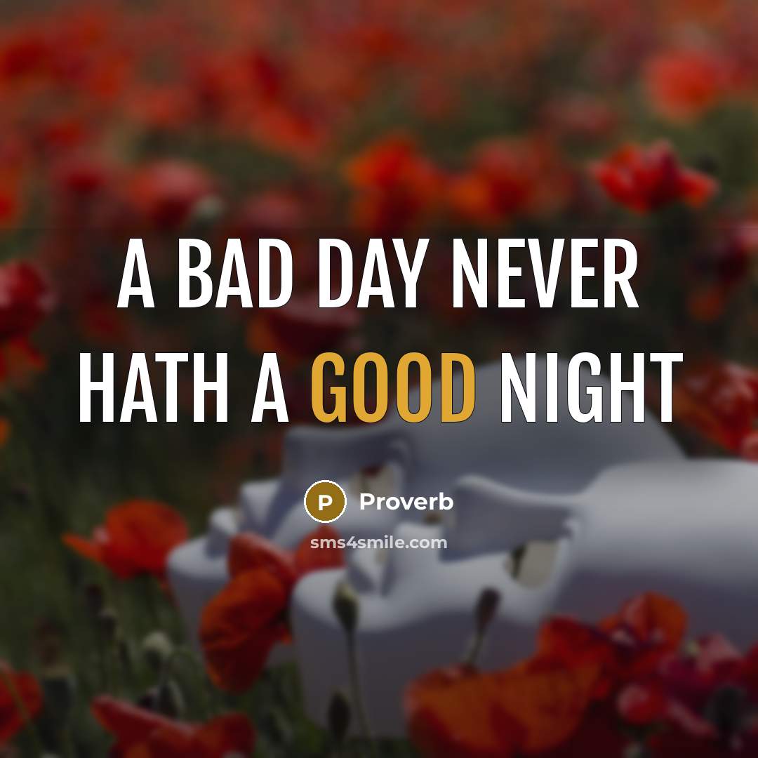 “A bad day never hath a good night…” quote by Proverb