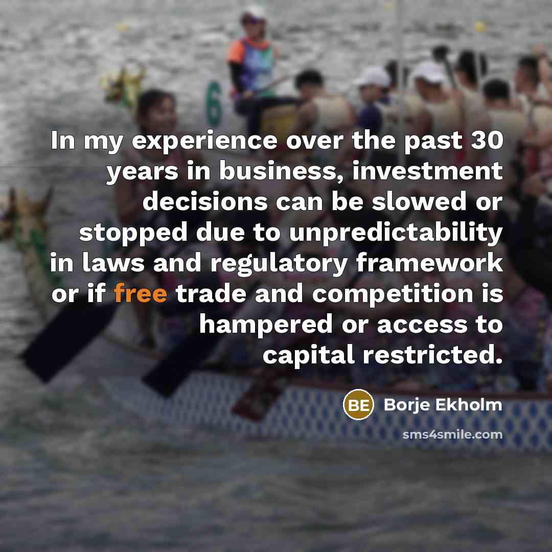“In my experience over the past 30 years in business,…” quote by Borje Ekholm
