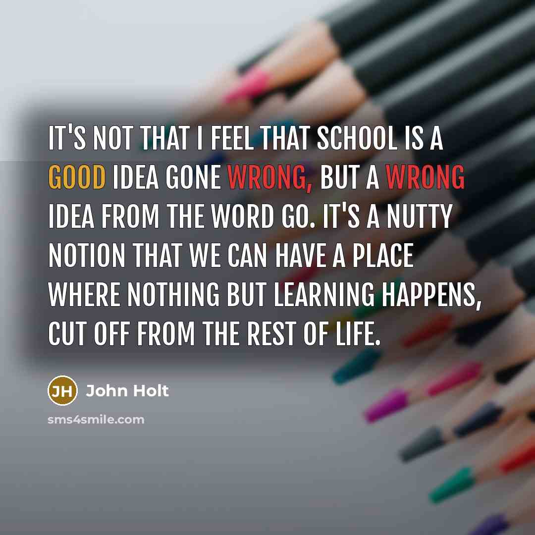 “It's not that I feel that school is a good…” quote by John Holt