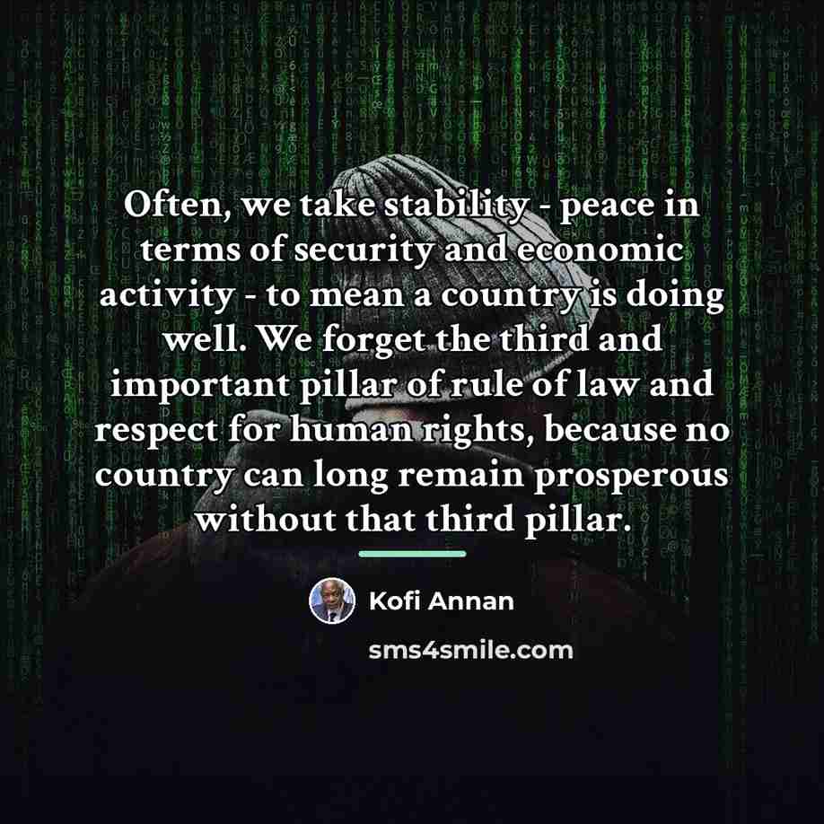 “Often, we take stability - peace in terms of security…” quote by Kofi Annan