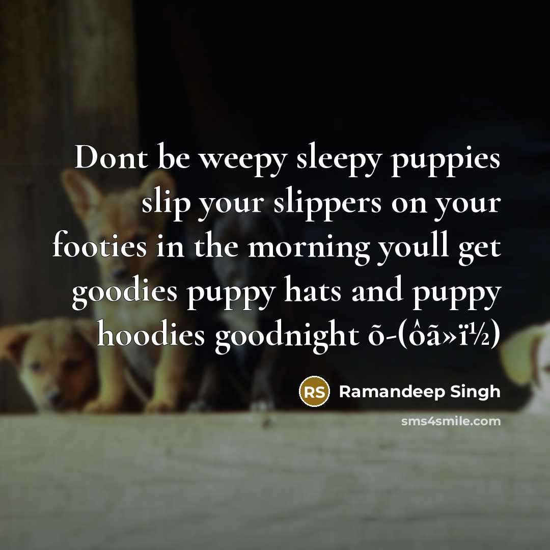 “Dont be weepy sleepy puppies slip your slippers on your…” quote by Ramandeep Singh