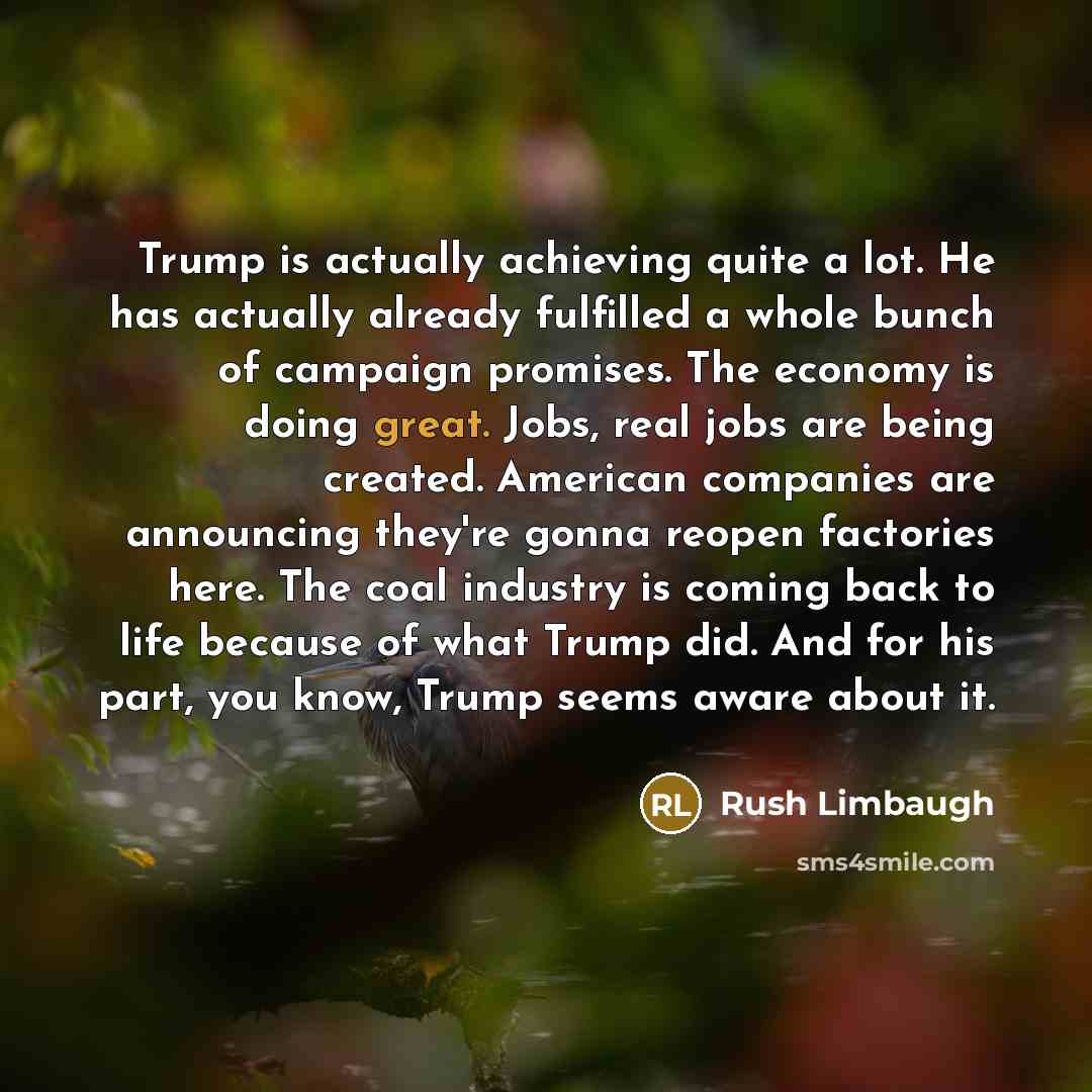 “Trump is actually achieving quite a lot. He has actually…” quote by Rush Limbaugh