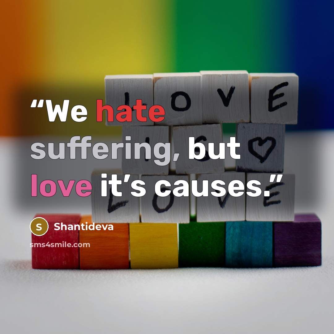 “We hate suffering, but love it’s causes.” quote by Shantideva