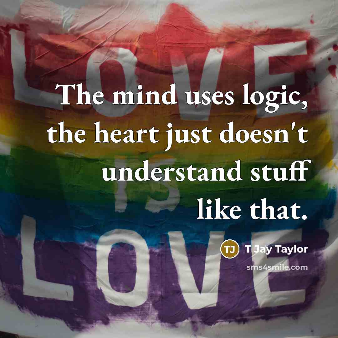 “The mind uses logic, the heart just doesn't understand stuff…” quote by T Jay Taylor