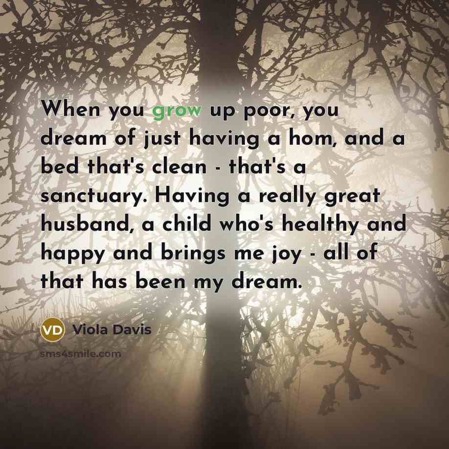“When you grow up poor, you dream of just having…” quote by Viola Davis