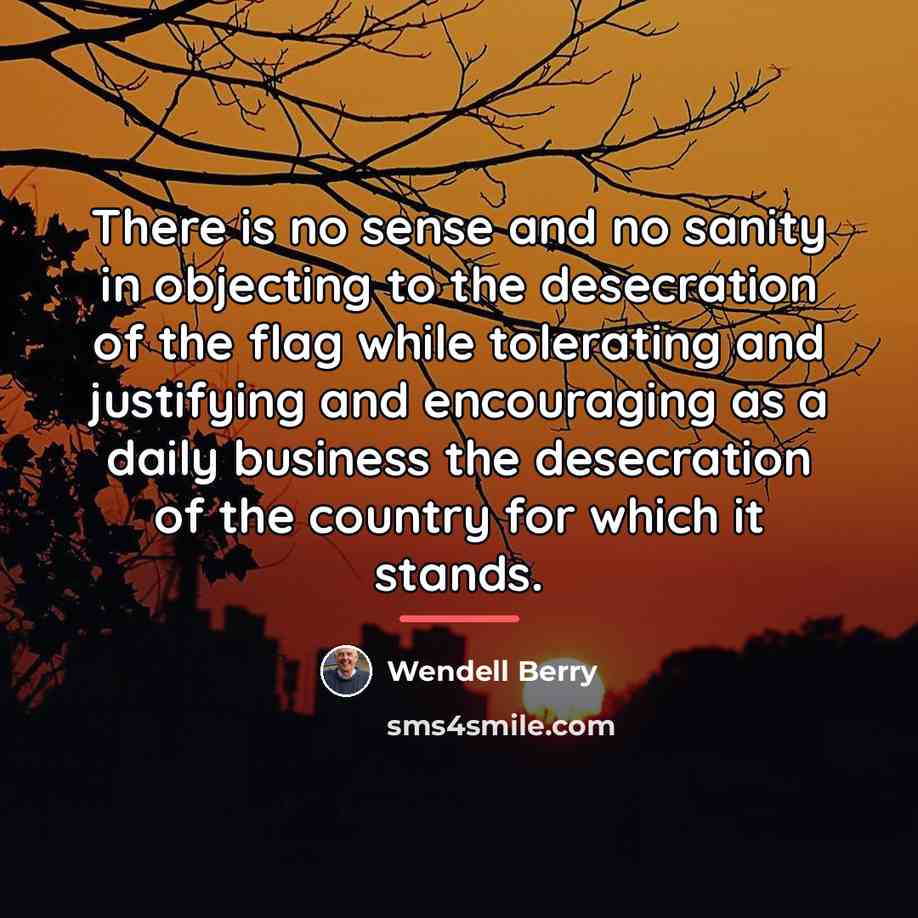 “There is no sense and no sanity in objecting to…” quote by Wendell Berry