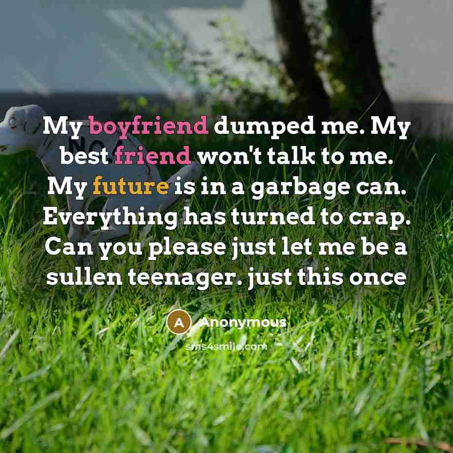 “My boyfriend dumped me. My best friend won't talk to…” quote by Anonymous