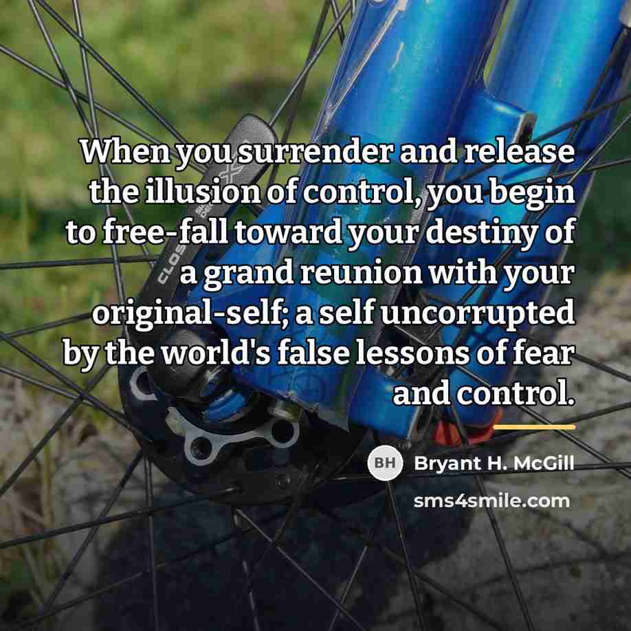 “When you surrender and release the illusion of control, you…” quote by Bryant H. McGill