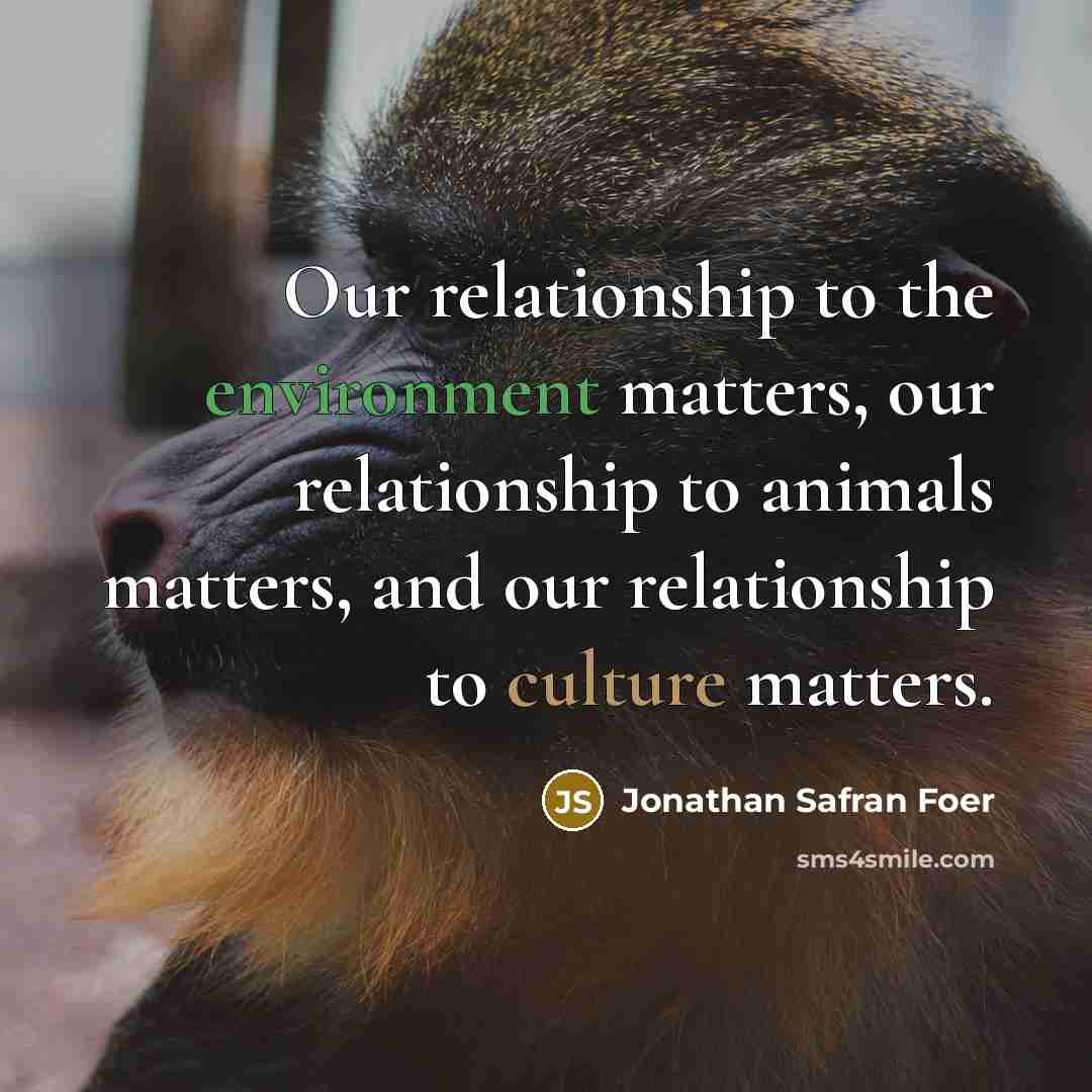 “Our relationship to the environment matters, our relationship to animals…” quote by Jonathan Safran Foer