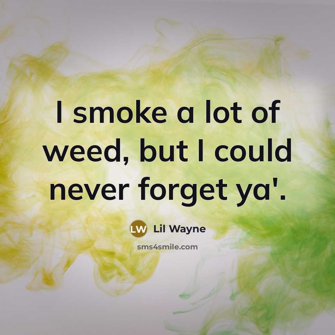 “I smoke a lot of weed, but I could never forget ya'.” quote by Lil Wayne