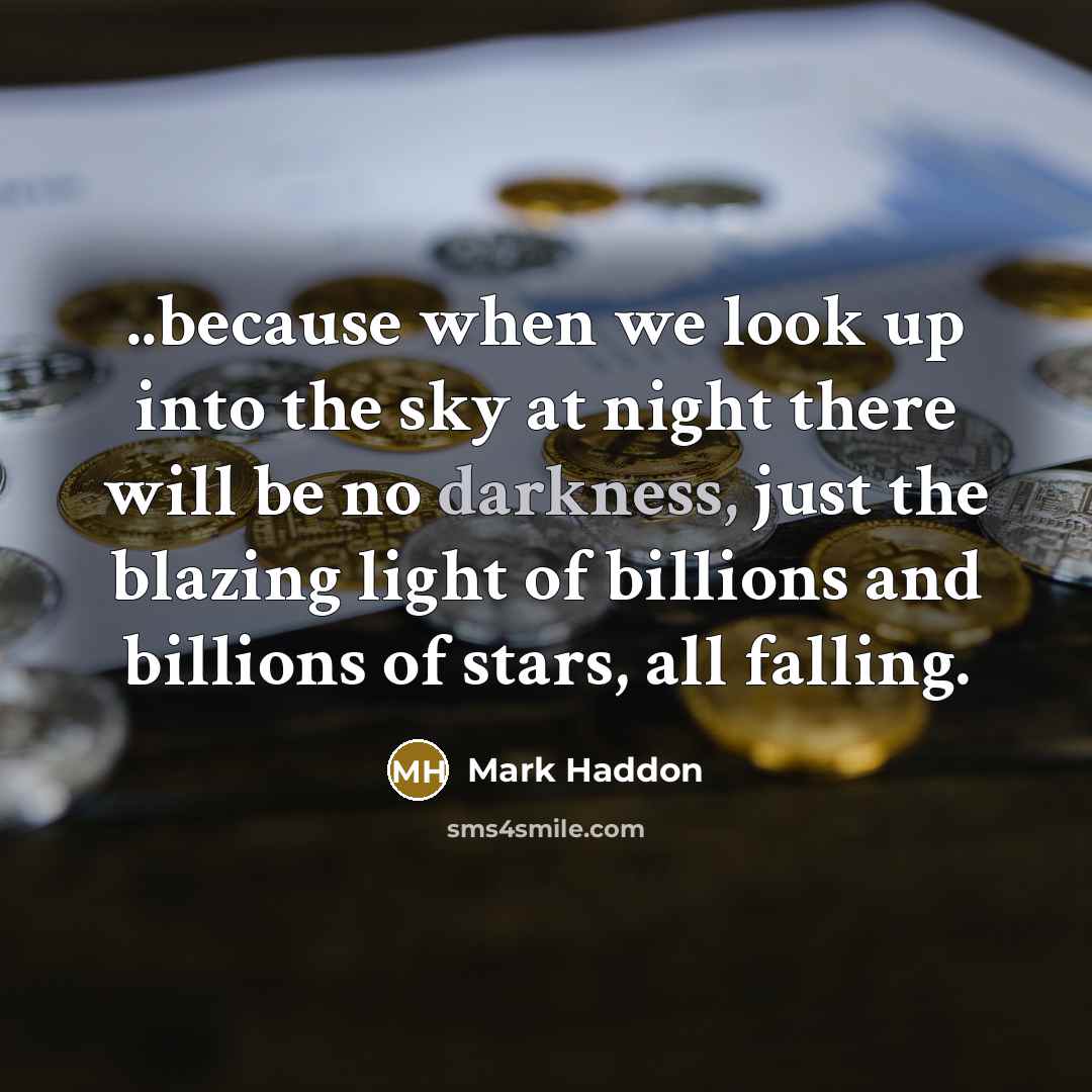 “..because when we look up into the sky at night…” quote by Mark Haddon