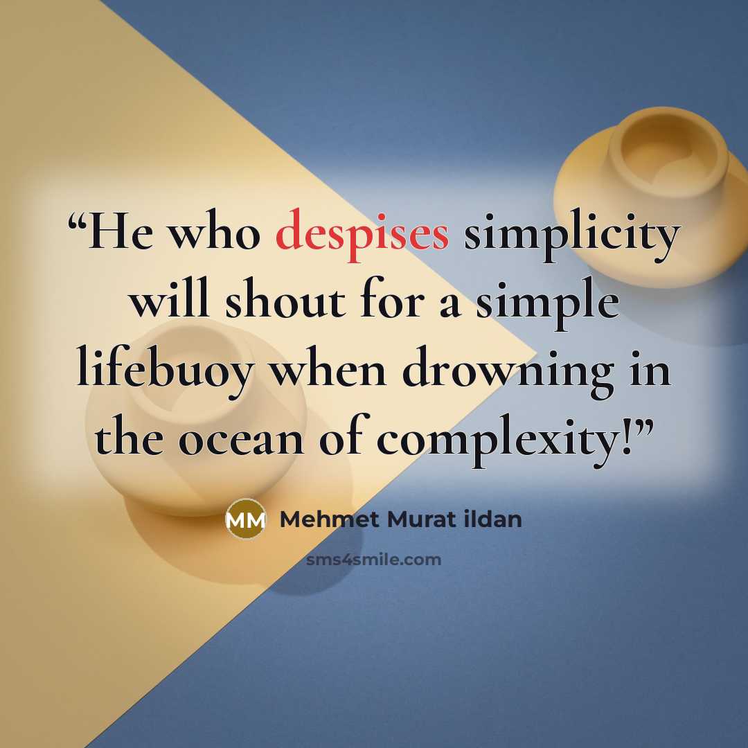 “He who despises simplicity will shout for a simple lifebuoy when drowning in the ocean of complexity!” quote by Mehmet Murat ildan