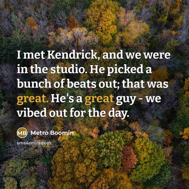 “I met Kendrick, and we were in the studio. He…” quote by Metro Boomin