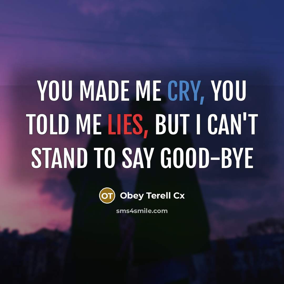 “You made me cry, you told me lies, but I…” quote by Obey Terell Cx