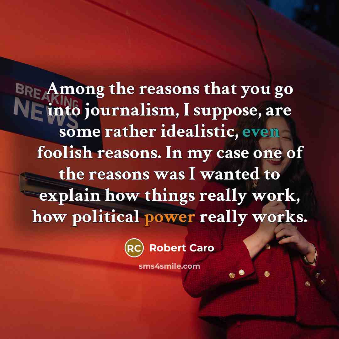 “Among the reasons that you go into journalism, I suppose,…” quote by Robert Caro