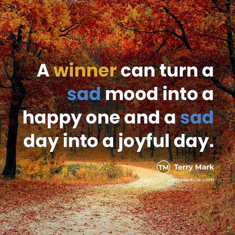 “A winner can turn a sad mood into a happy…” quote by Terry Mark