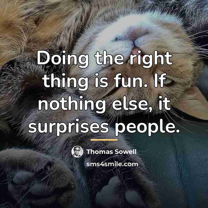 “Doing the right thing is fun. If nothing else, it…” quote by Thomas Sowell