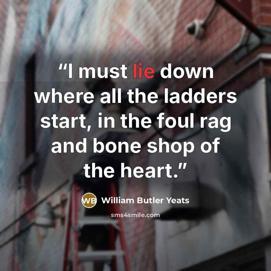 “I must lie down where all the ladders start, in the foul rag and bone shop of the heart.” quote by William Butler Yeats