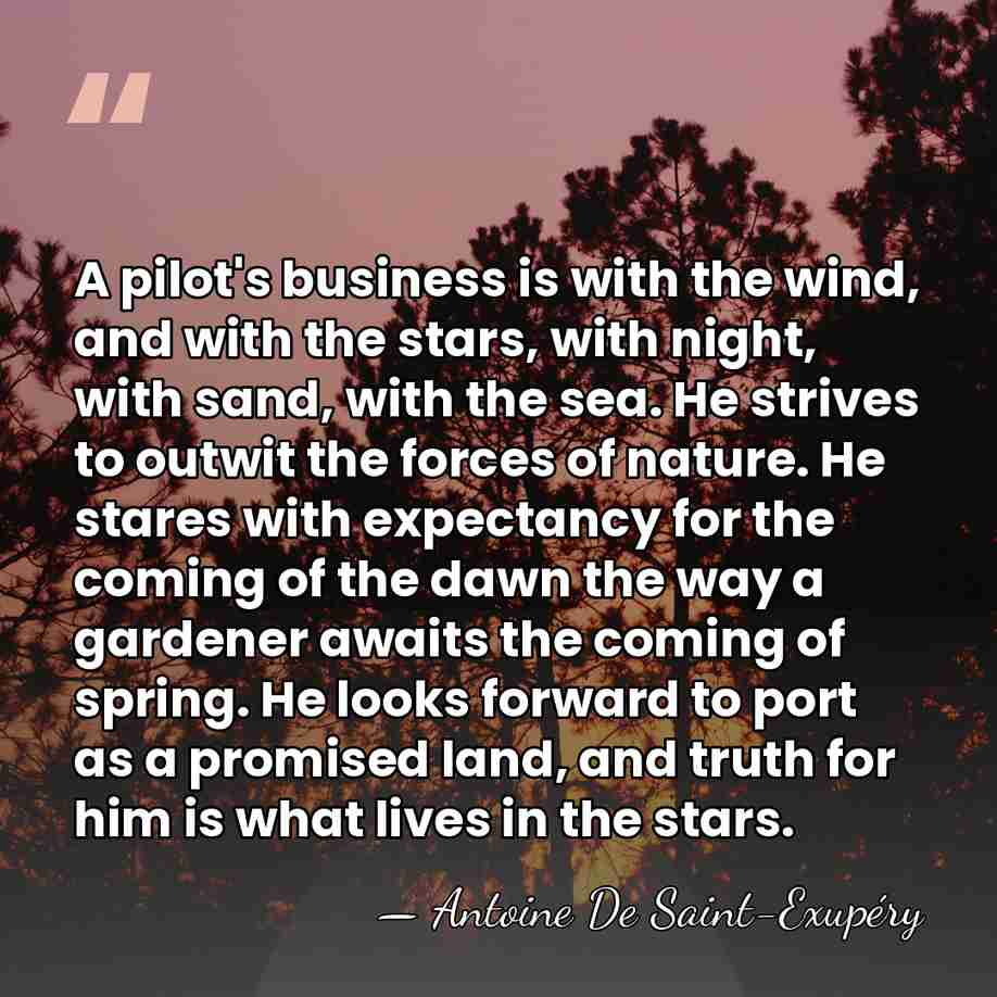 A pilot's business is with the wind, and with the stars, with&hellip; - Antoine de Saint-Exupery