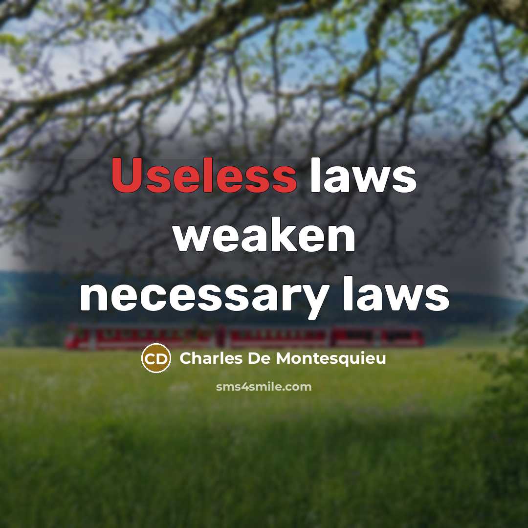“Useless laws weaken necessary laws…” quote by Charles De Montesquieu