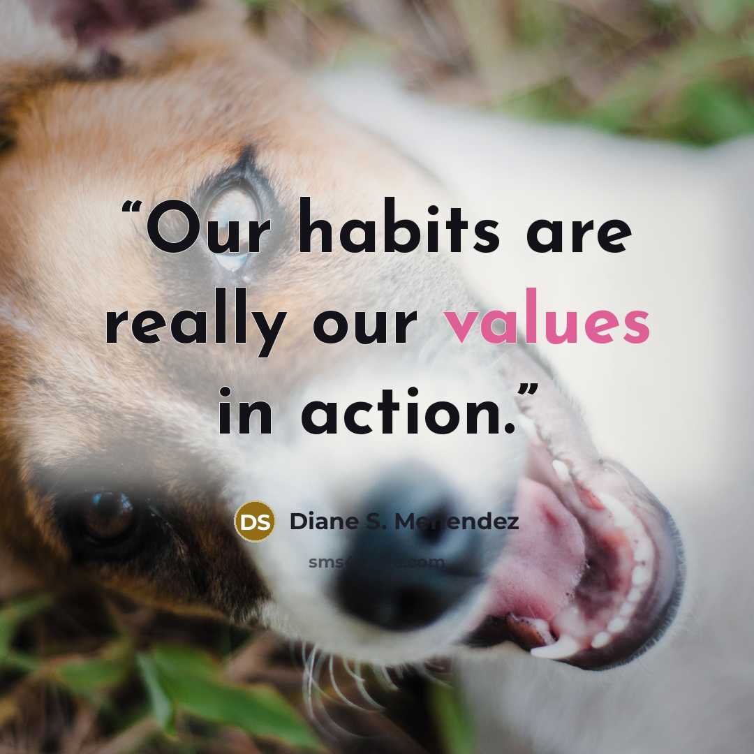 “Our habits are really our values in action.” quote by Diane S. Menendez