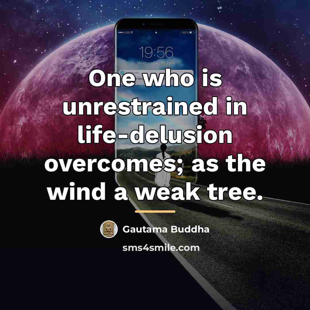 “One who is unrestrained in life-delusion overcomes; as the wind…” quote by Gautama Buddha