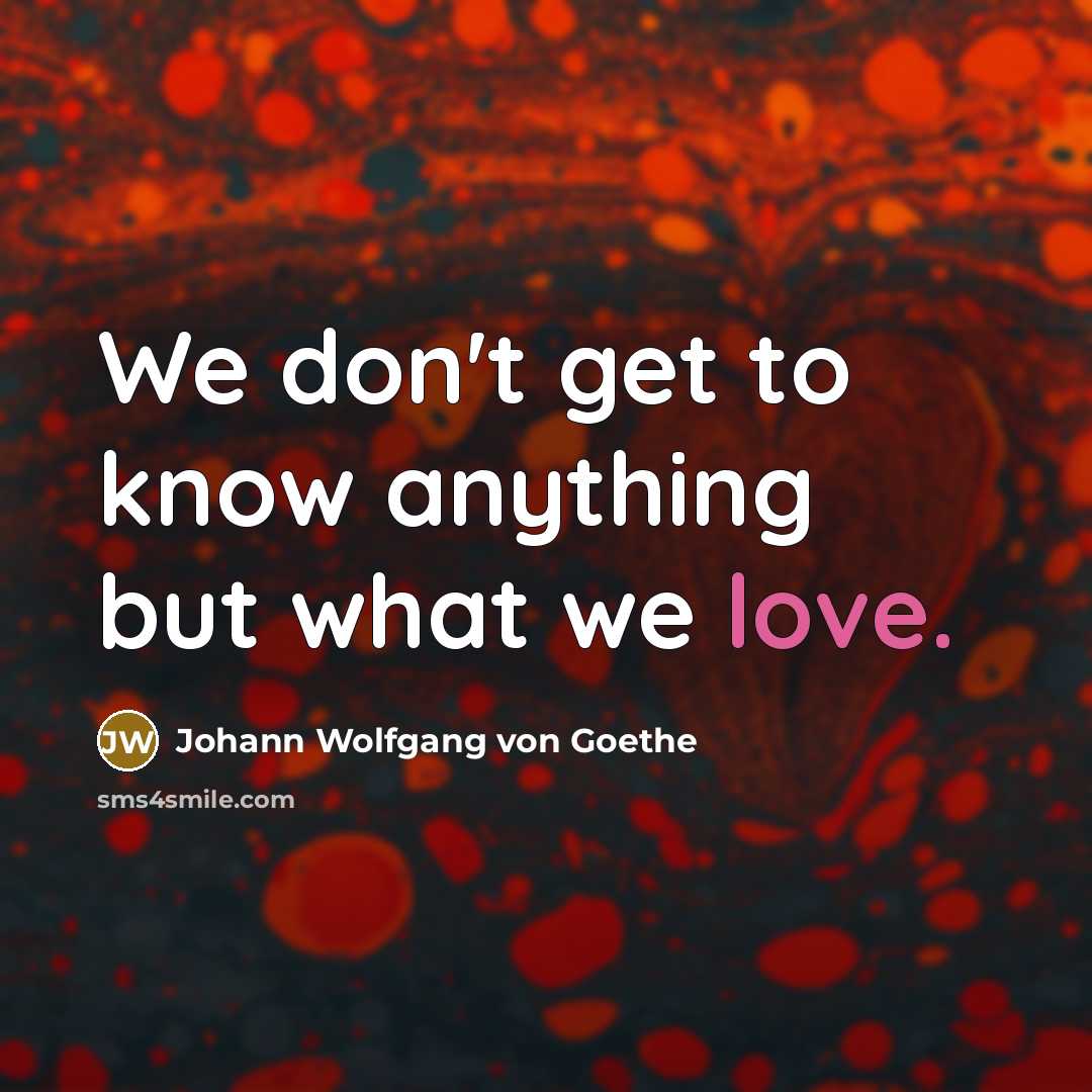 “We don't get to know anything but what we love.…” quote by Johann Wolfgang von Goethe