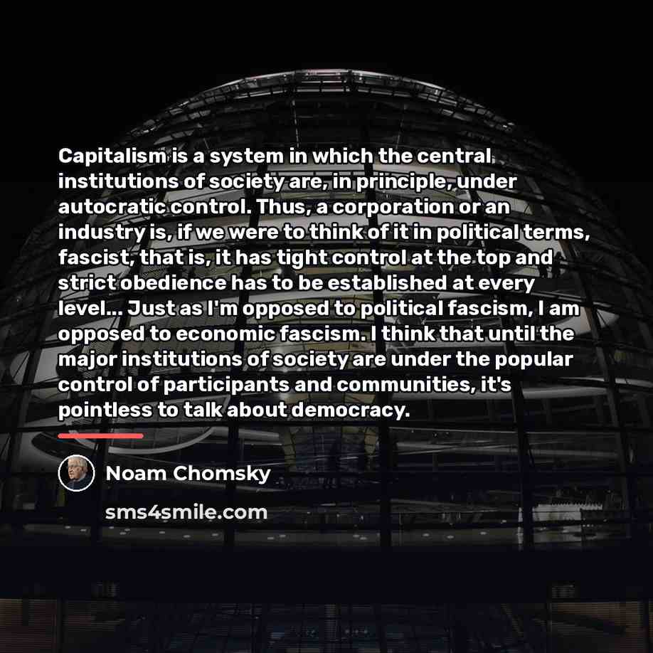 “Capitalism is a system in which the central institutions of…” quote by Noam Chomsky