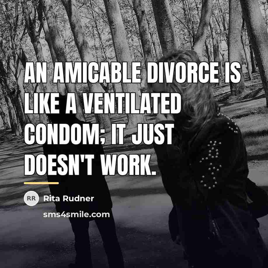 “An amicable divorce is like a ventilated condom; it just…” quote by Rita Rudner