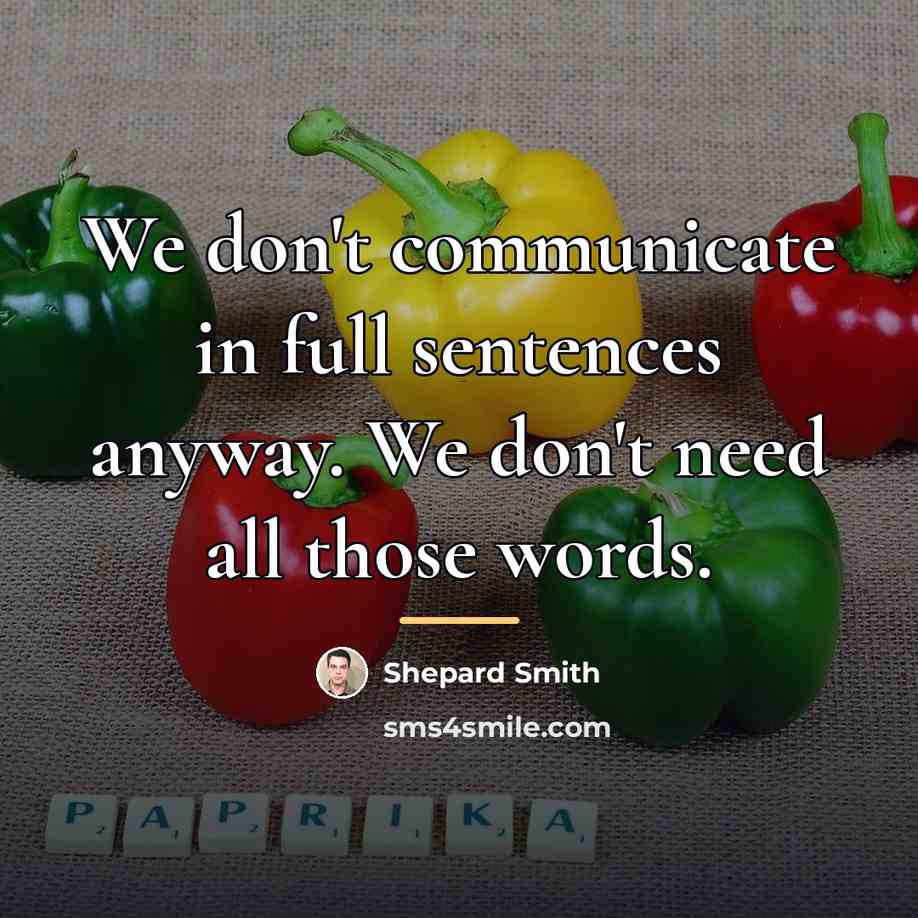 “We don't communicate in full sentences anyway. We don't need…” quote by Shepard Smith