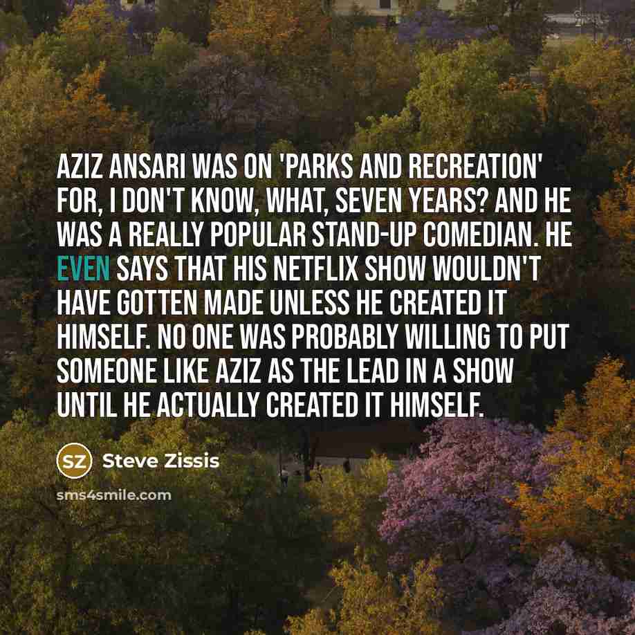 “Aziz Ansari was on 'Parks and Recreation' for, I don't…” quote by Steve Zissis