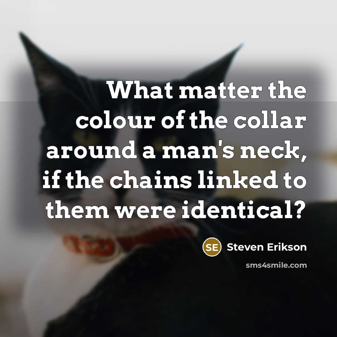 “What matter the colour of the collar around a man's…” quote by Steven Erikson