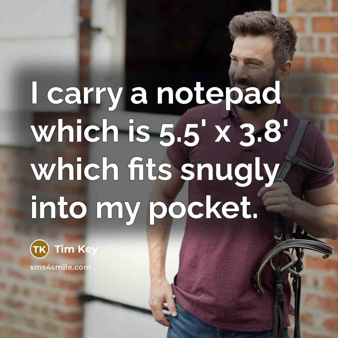 “I carry a notepad which is 5.5' x 3.8' which…” quote by Tim Key