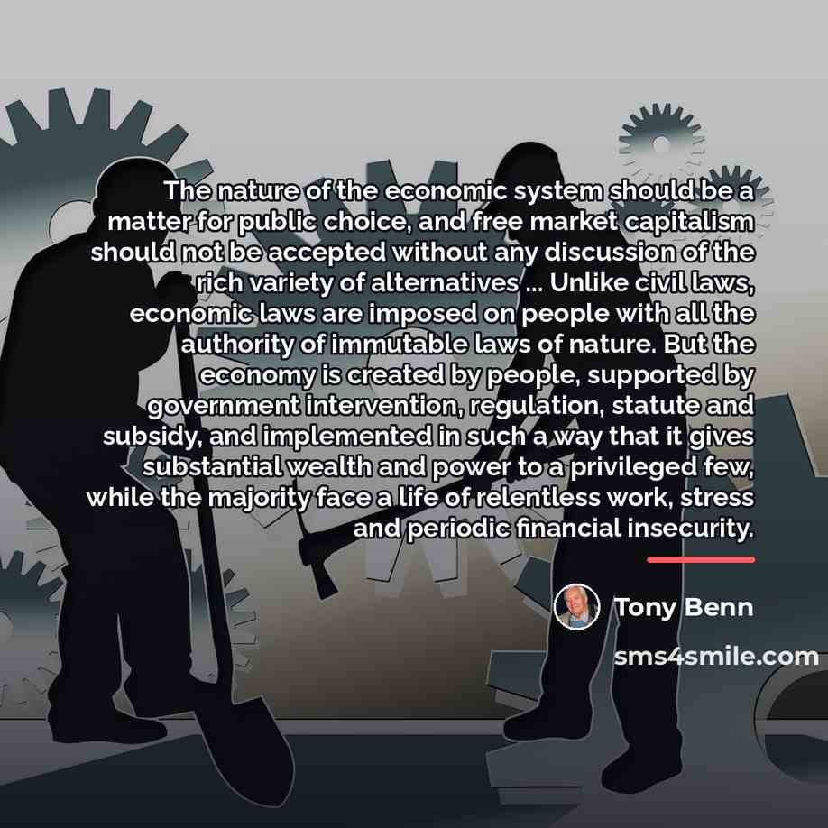“The nature of the economic system should be a matter…” quote by Tony Benn