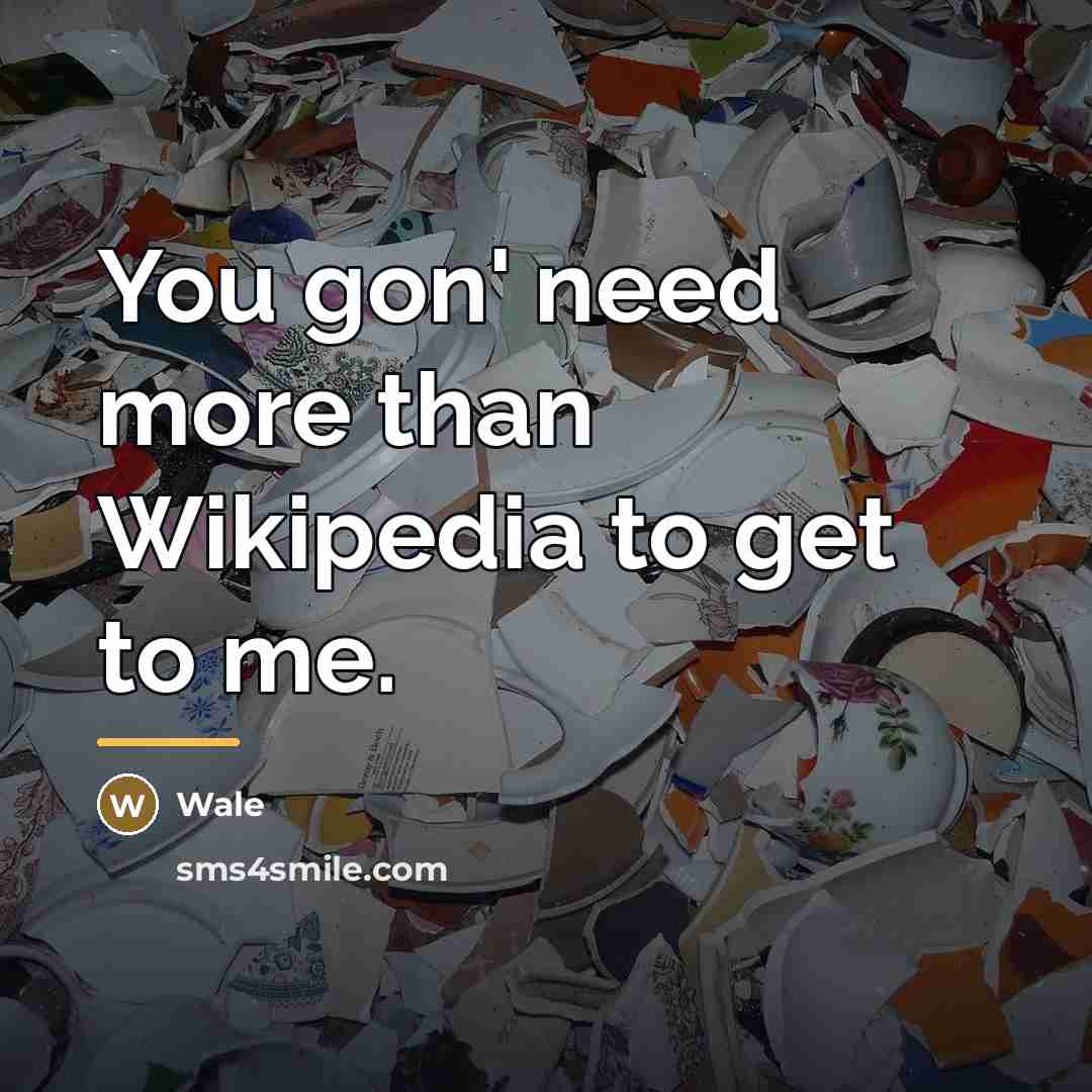 “You gon' need more than Wikipedia to get to me.…” quote by Wale