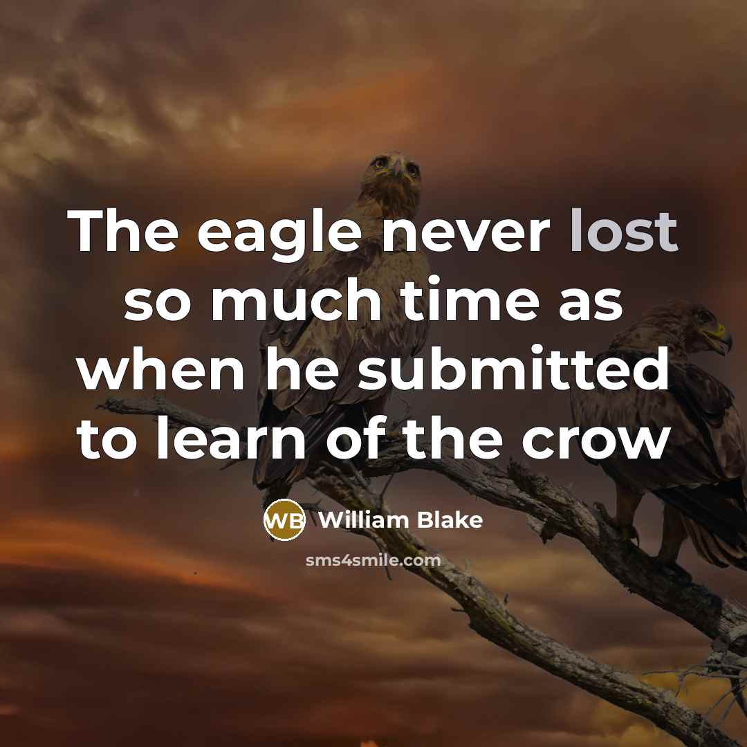 “The eagle never lost so much time as when he submitted to learn of the crow” quote by William Blake
