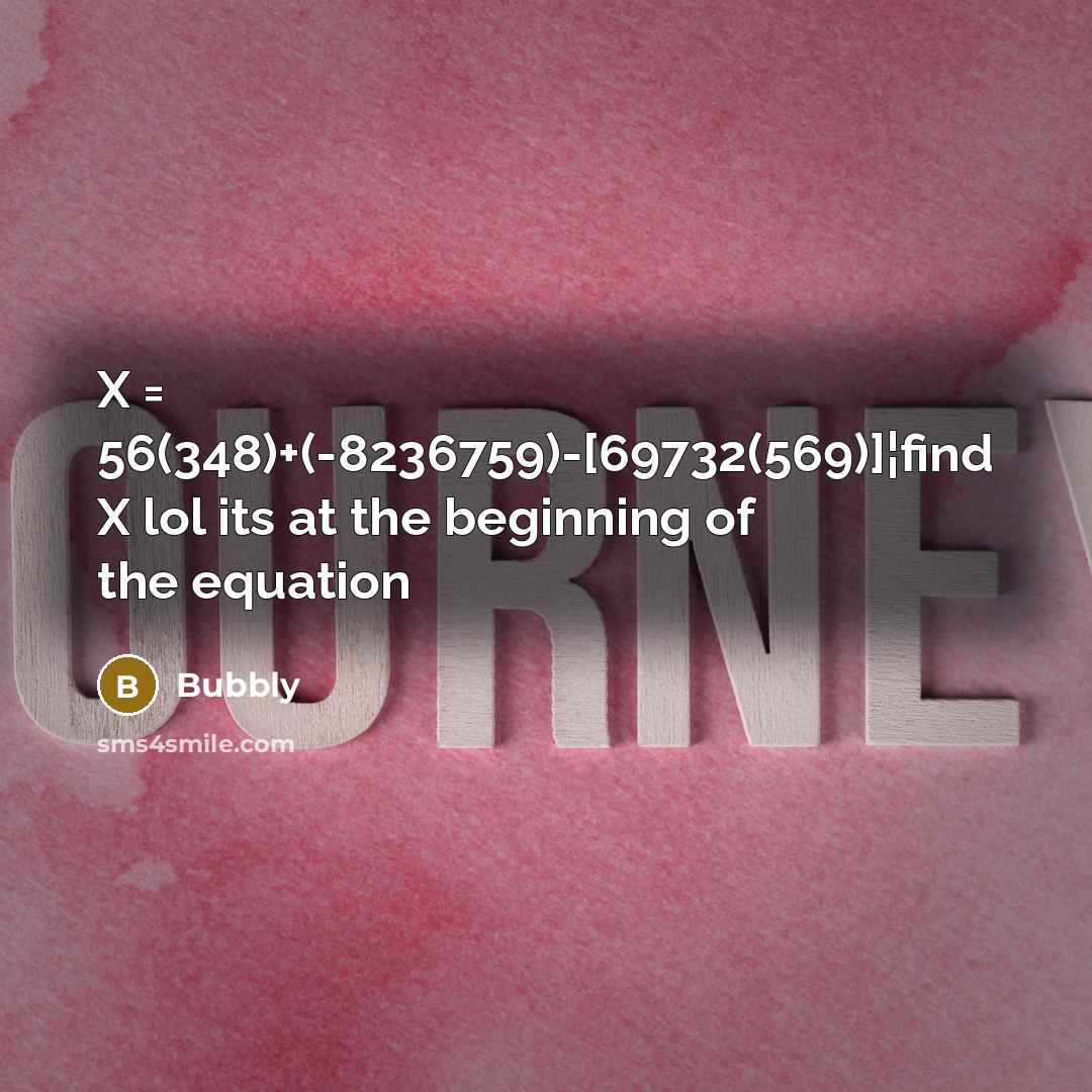 “X = 56(348)+(-8236759)-[69732(569)]¦find X lol its at the beginning of…” quote by Bubbly