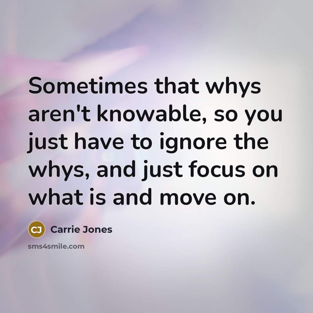 “Sometimes that whys aren't knowable, so you just have to…” quote by Carrie Jones