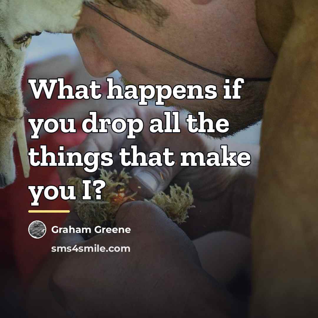 “What happens if you drop all the things that make…” quote by Graham Greene