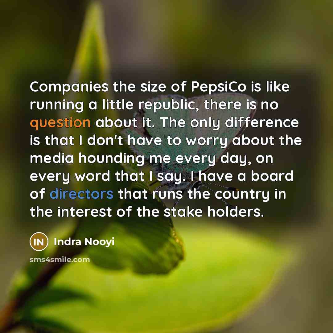 “Companies the size of PepsiCo is like running a little…” quote by Indra Nooyi