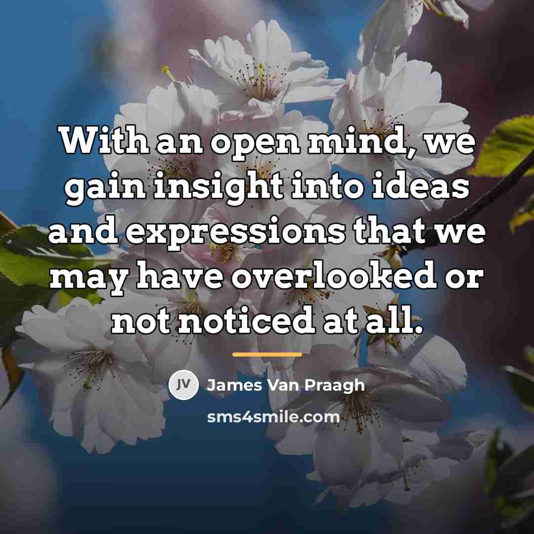 “With an open mind, we gain insight into ideas and…” quote by James Van Praagh